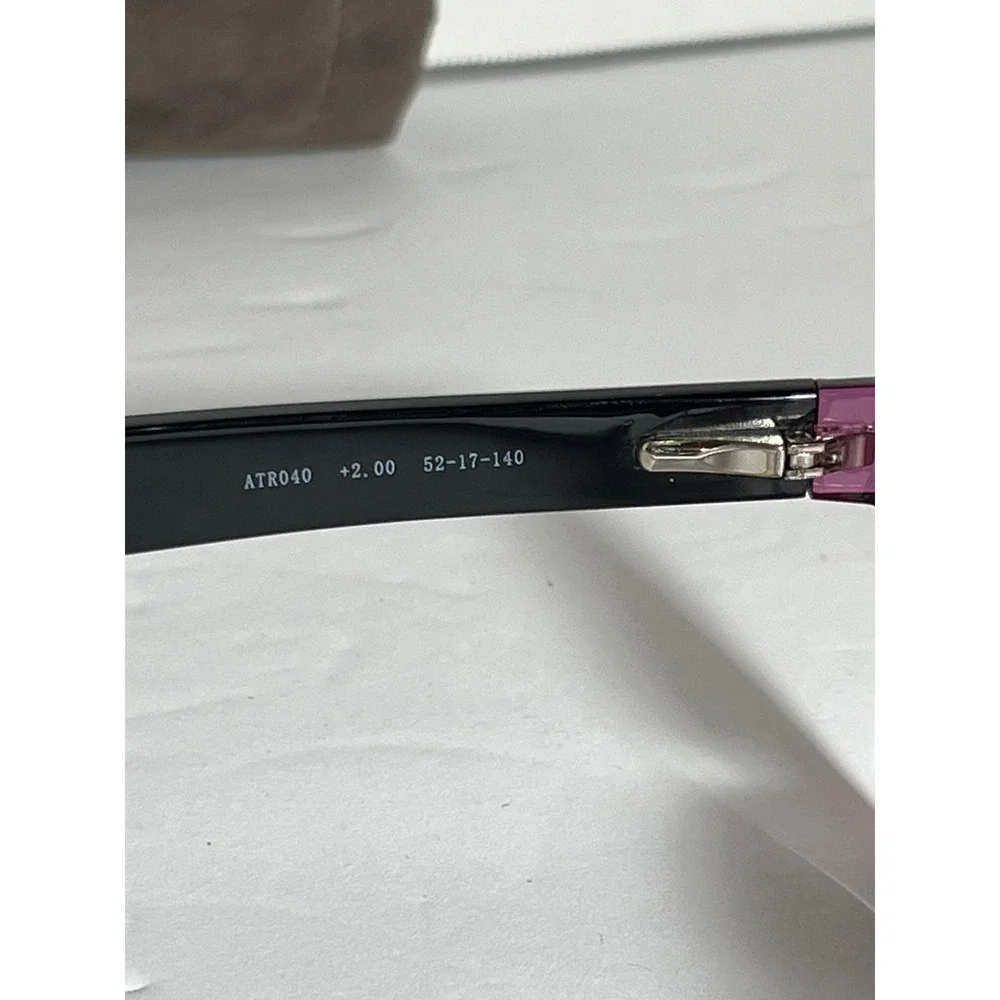 Ann Taylor ATR040 Purple Rectangle Reading Glasses +2.00 Pink Navy Blue Temples